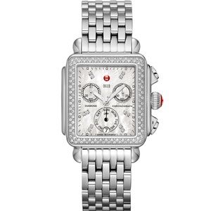 MICHELE Stainless Deco Diamond Watch